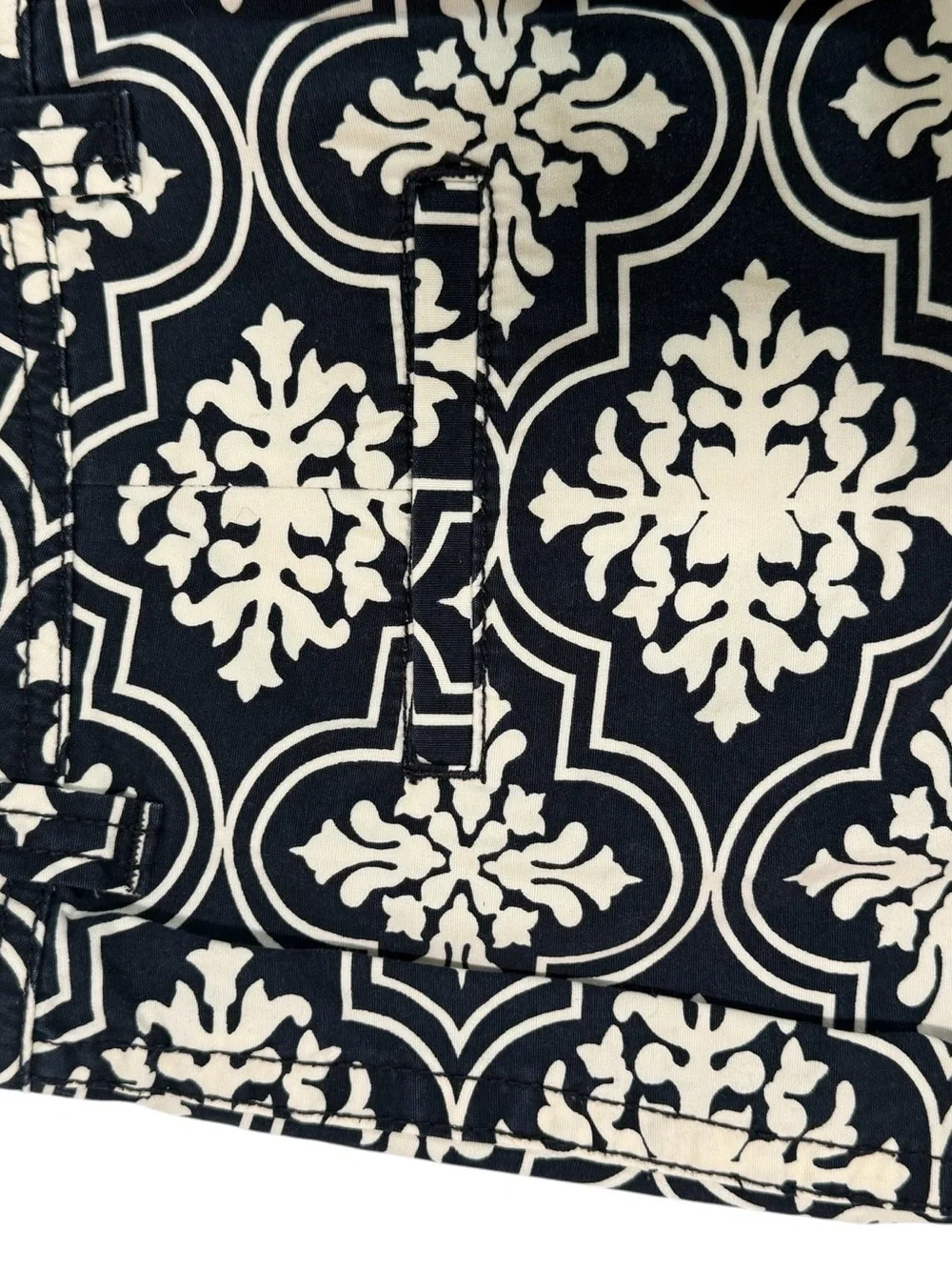 J. Crew Navy Blue/ White Medallion Patterned Mini Skirt Size 8